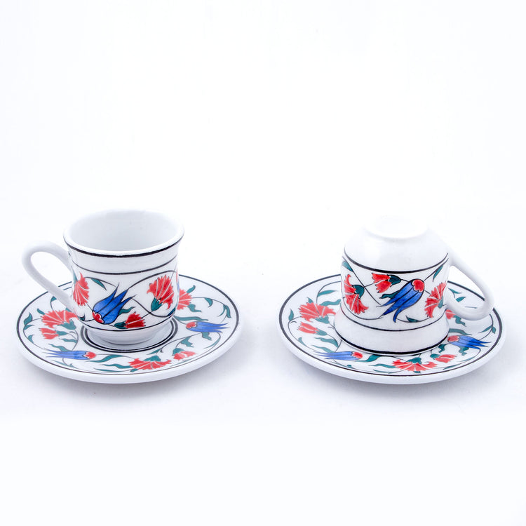 Natüralist Desenli Türk Kahvesi Fincan Takımı - Setler