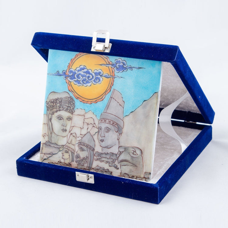 Nemrut Heykelleri Desenli İznik Çini Karo - Karolar