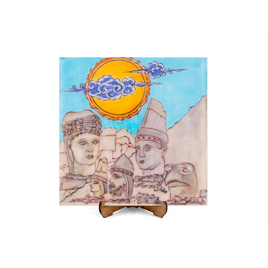 Nemrut Heykelleri Desenli İznik Çini Karo - Karolar