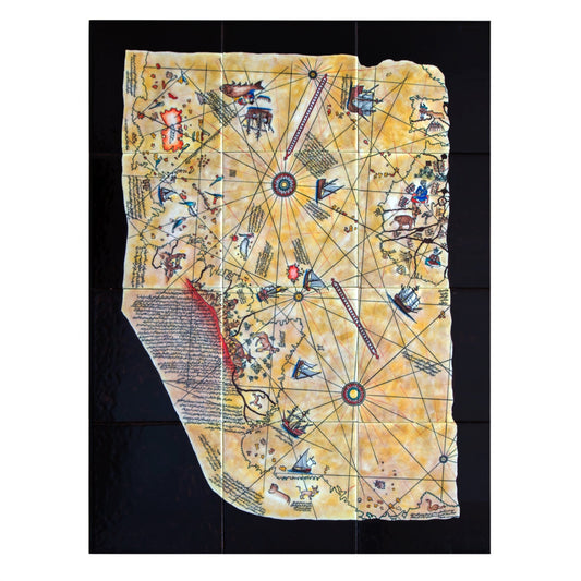 Piri Reis Haritası Desenli İznik Çini Pano - Panolar