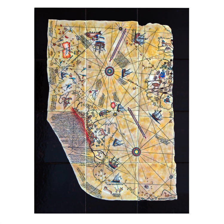 Piri Reis Haritası Desenli İznik Çini Pano - Panolar