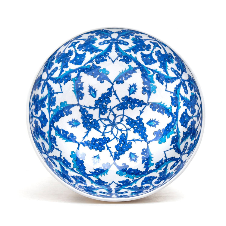 Rumi ve Bulut Motifli İznik Çinisi Ayaklı Kase - Kaseler