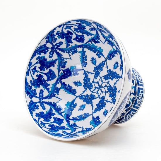 Rumi ve Bulut Motifli İznik Çinisi Ayaklı Kase - Kaseler