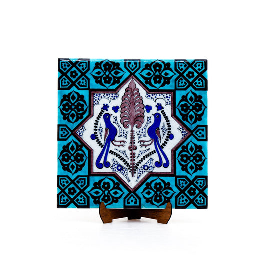 Selçuklu Dönemi İki Kuş Motifli İznik Çini Karo - Karolar