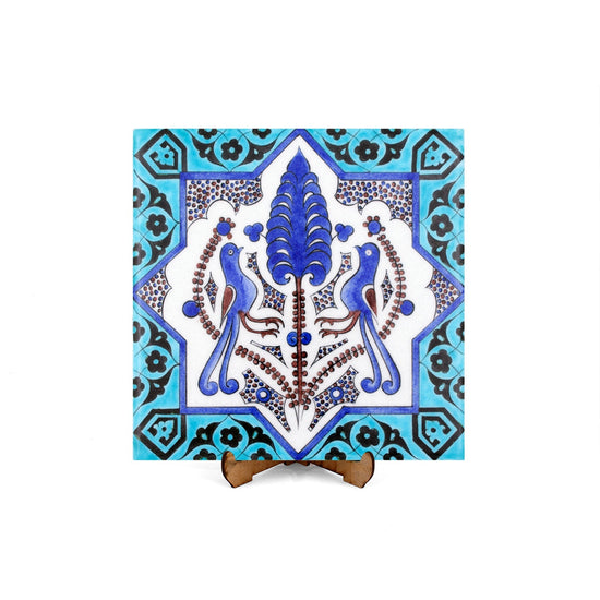 Selçuklu Dönemi İki Kuş Motifli İznik Çini Karo - Karolar