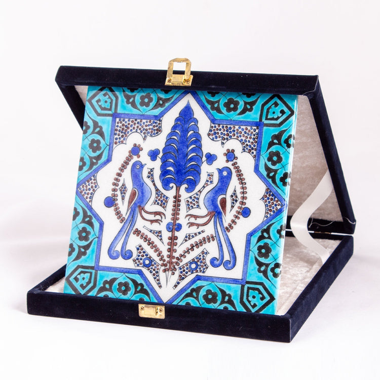 Selçuklu Dönemi İki Kuş Motifli İznik Çini Karo - Karolar