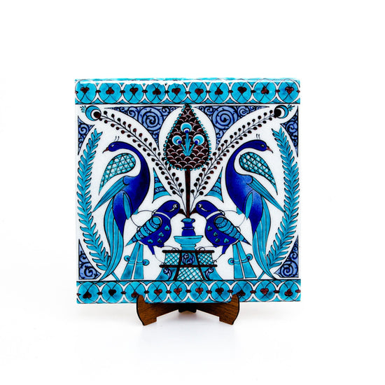 Selçuklu Dönemi Kuş Figürlü İznik Çini Karo - Karolar