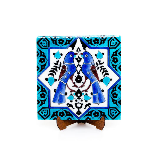 Selçuklu Dönemi Kuş Motifli İznik Çini Karo - Karolar