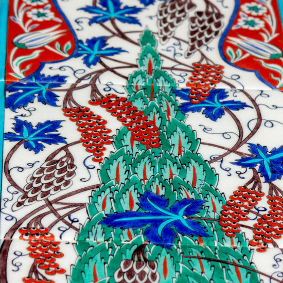 Selvi Ağacı ve Üzümlü İznik Çini Pano - Panolar