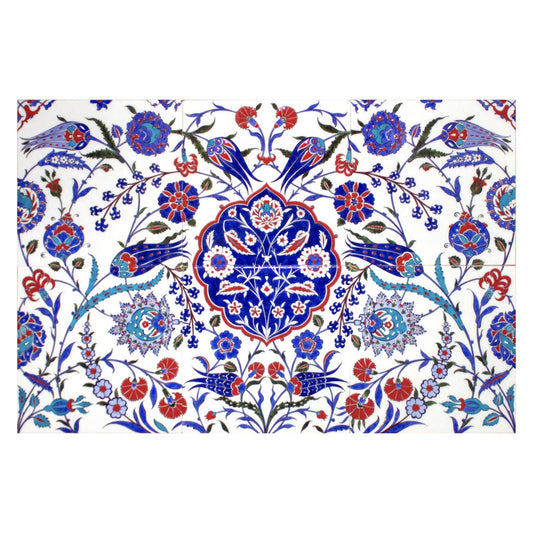 Şems Motifli Natüralist Desenli İznik Çini Pano - Panolar