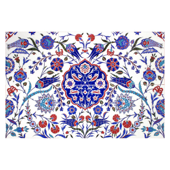 Şems Motifli Natüralist Desenli İznik Çini Pano - Panolar