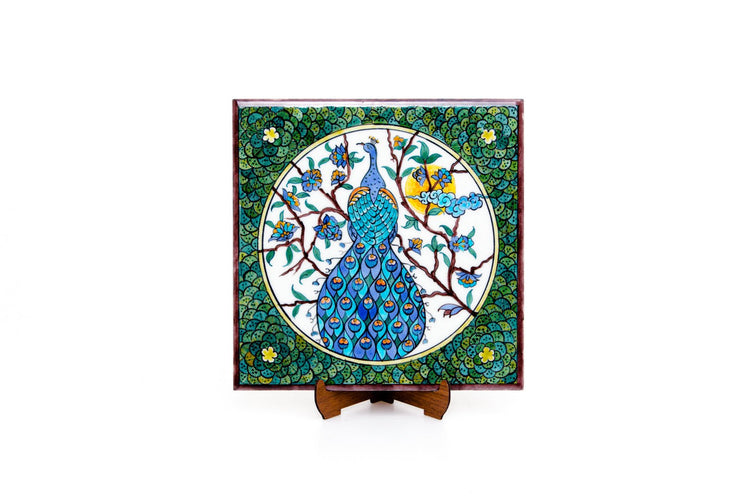 Tavus Kuşu Desenli İznik Çini Karo - Karolar