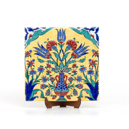 Üç Lale Desenli İznik Çini Karo - Karolar