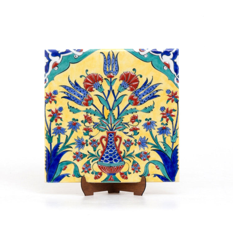 Üç Lale Desenli İznik Çini Karo - Karolar