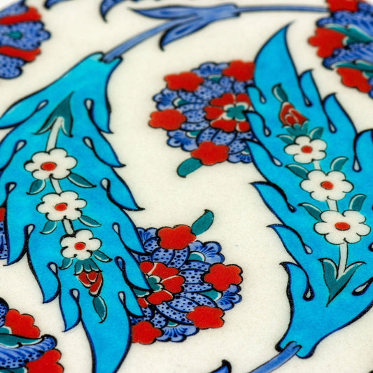 Yaprak ve Hatayi Desenli İznik Çini Karo - Karolar