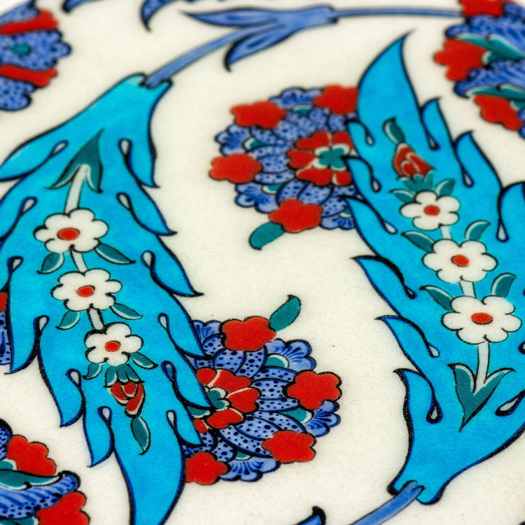 Yaprak ve Hatayi Desenli İznik Çini Karo - Karolar