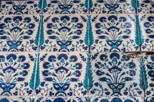 Yeni Cami Çiçek Vazosu Deseni İznik Çini Karo Replikası - Karolar