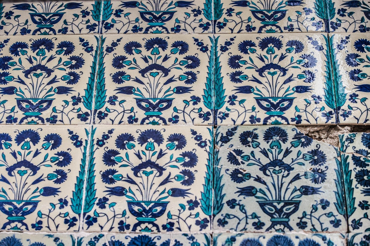 Yeni Cami Çiçek Vazosu Deseni İznik Çini Karo Replikası - Karolar