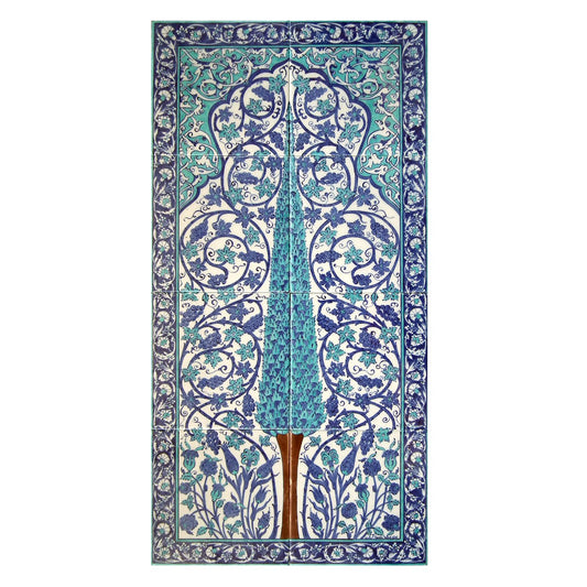 Yeni Cami Hünkâr Kasrı Selvi Ağacı ve Üzüm Desenli İznik Çini Pano Replikası - Panolar