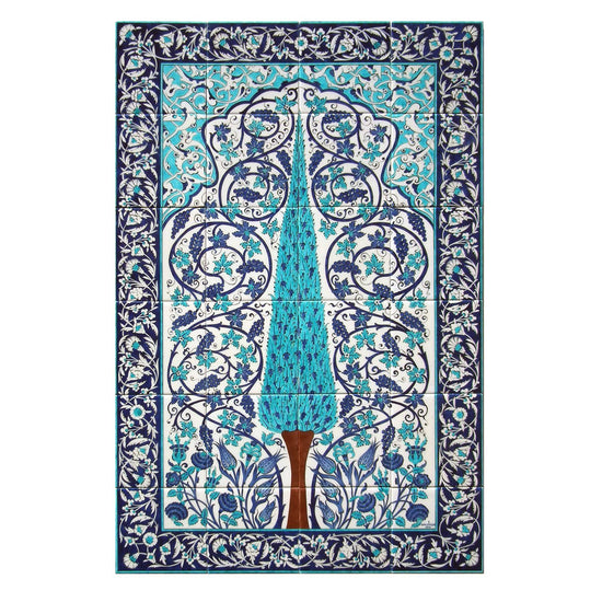 Yeni Cami Hünkâr Kasrı Selvi Ağacı ve Üzüm Desenli İznik Çini Pano Replikası - Panolar