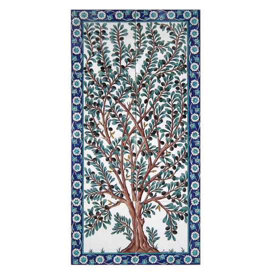 Zeytin Ağacı Desenli İznik Çini Pano - Panolar