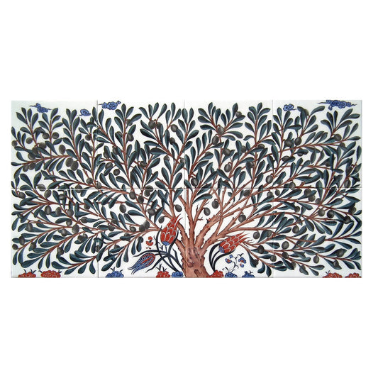 Zeytin Ağacı Desenli İznik Çini Pano - Panolar