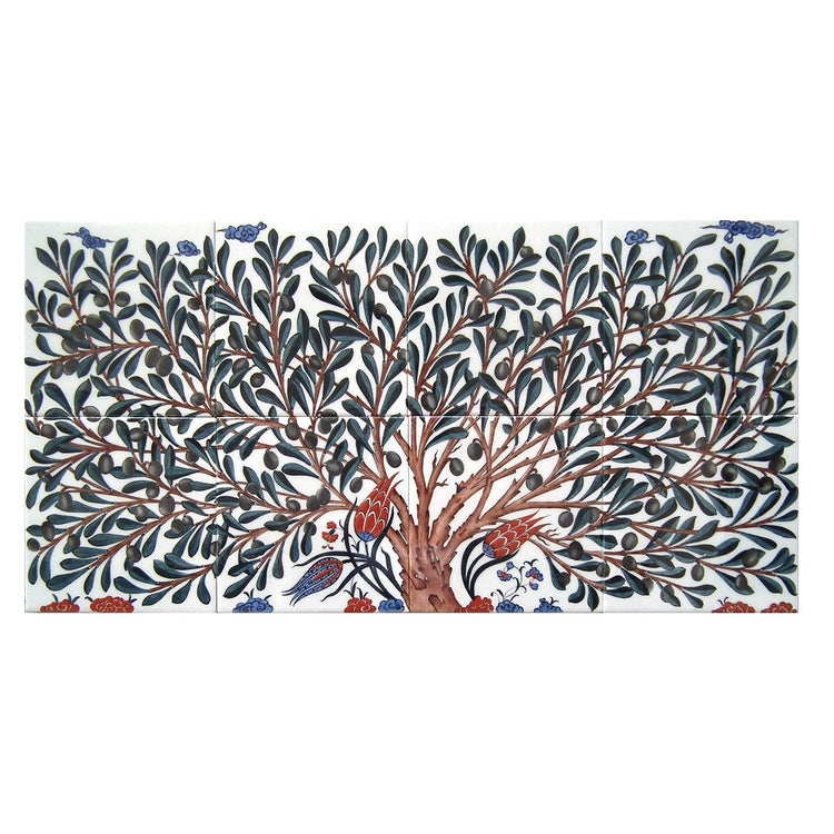 Zeytin Ağacı Desenli İznik Çini Pano - Panolar
